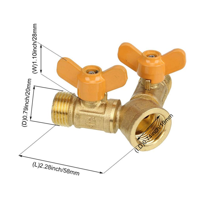 Doublelife SHANOER Solid Brass Y Ball Valve Comfort Grip for Oil and Gas Hoses Connector Splitter Adapter - Image 3